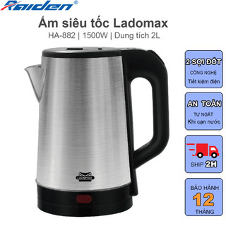 Ấm đun siêu tốc 2L Ladomax HA-882 lòng ấm bằng inox không gỉ, thiết kế mâm nhiệt 2 sợi đốt, tự ngắt điện khi cạn nước