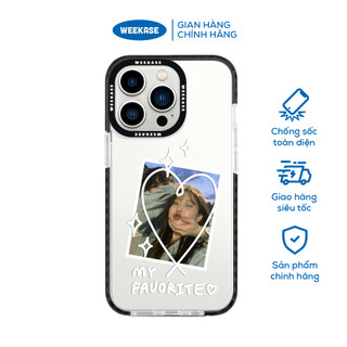 Ốp lưng iPhone viền trắng, đen chống sốc chống va đập Weekase in hình chữ my favorite - Màu in cực bền