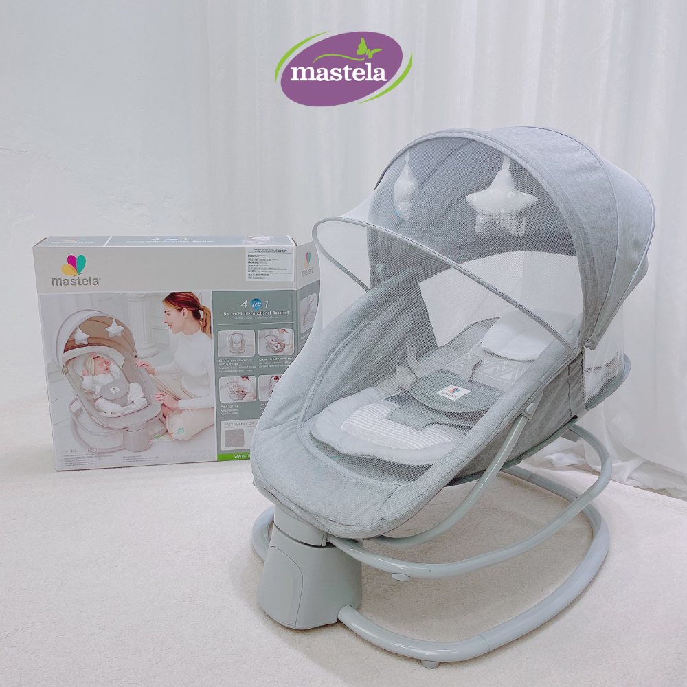 Nôi ru ngủ thư giãn kết hợp ghế ngồi ăn dặm có khay bàn ăn, ghế ngồi đọc sách cho bé Mastela 8113/8114