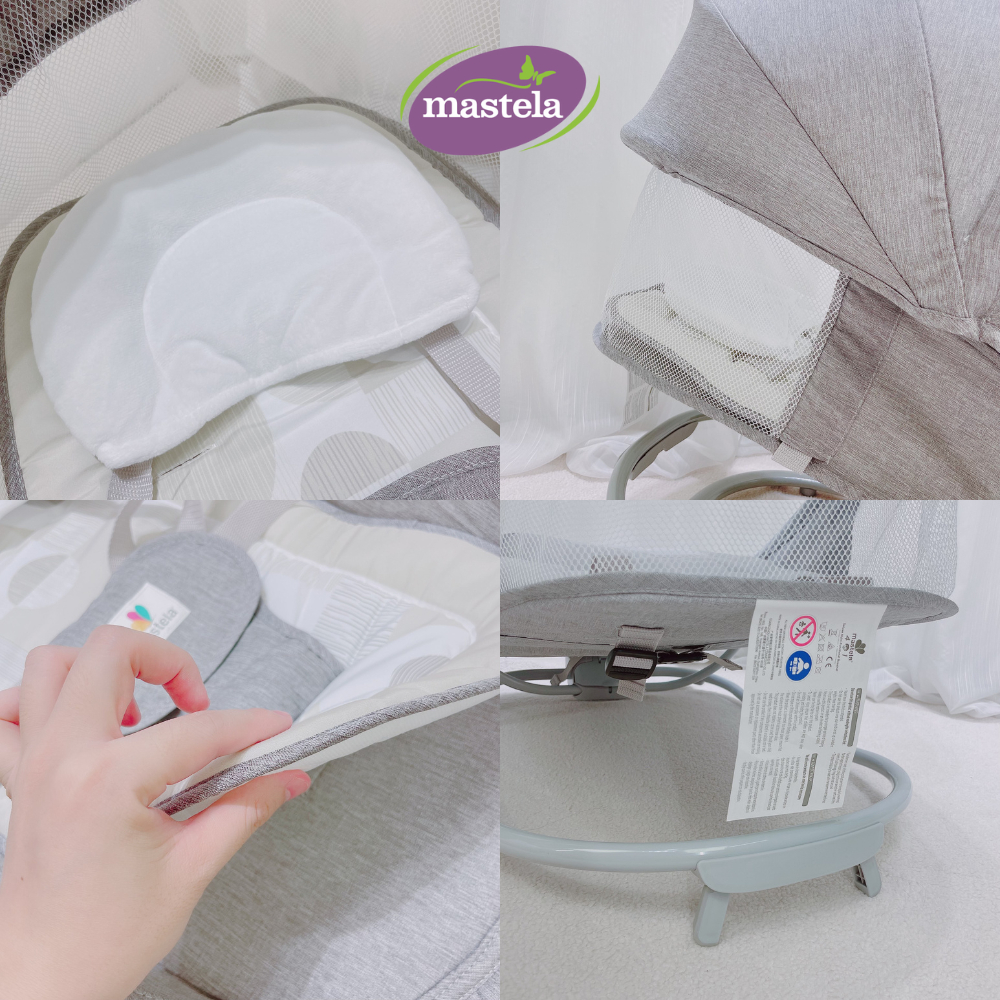 Nôi ru ngủ thư giãn kết hợp ghế ngồi ăn dặm có khay bàn ăn, ghế ngồi đọc sách cho bé Mastela 8113/8114