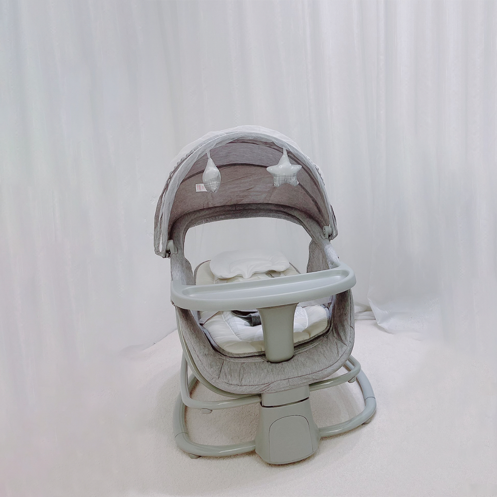 Nôi ru ngủ thư giãn kết hợp ghế ngồi ăn dặm có khay bàn ăn, ghế ngồi đọc sách cho bé Mastela 8113/8114