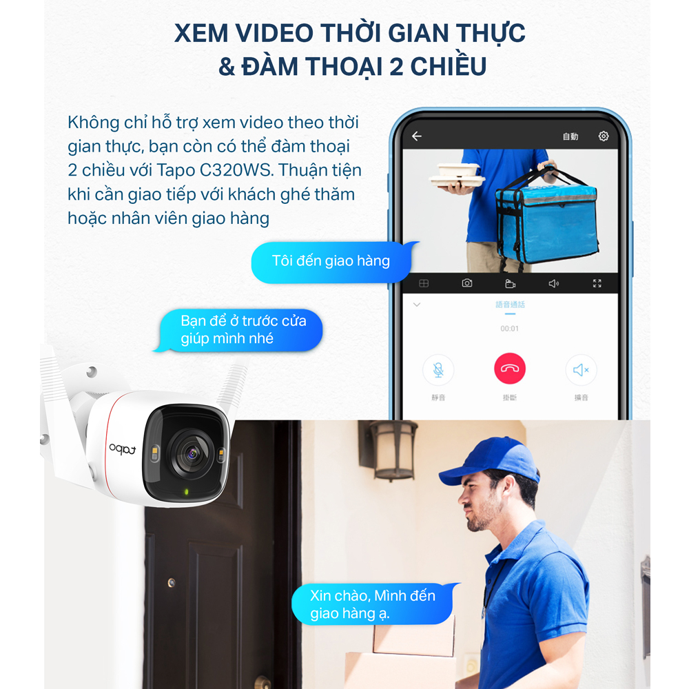 [Hỏa Tốc] Camera WiFi Ngoài Trời TP-Link Tapo C320WS Độ Phân Giải 2K QHD