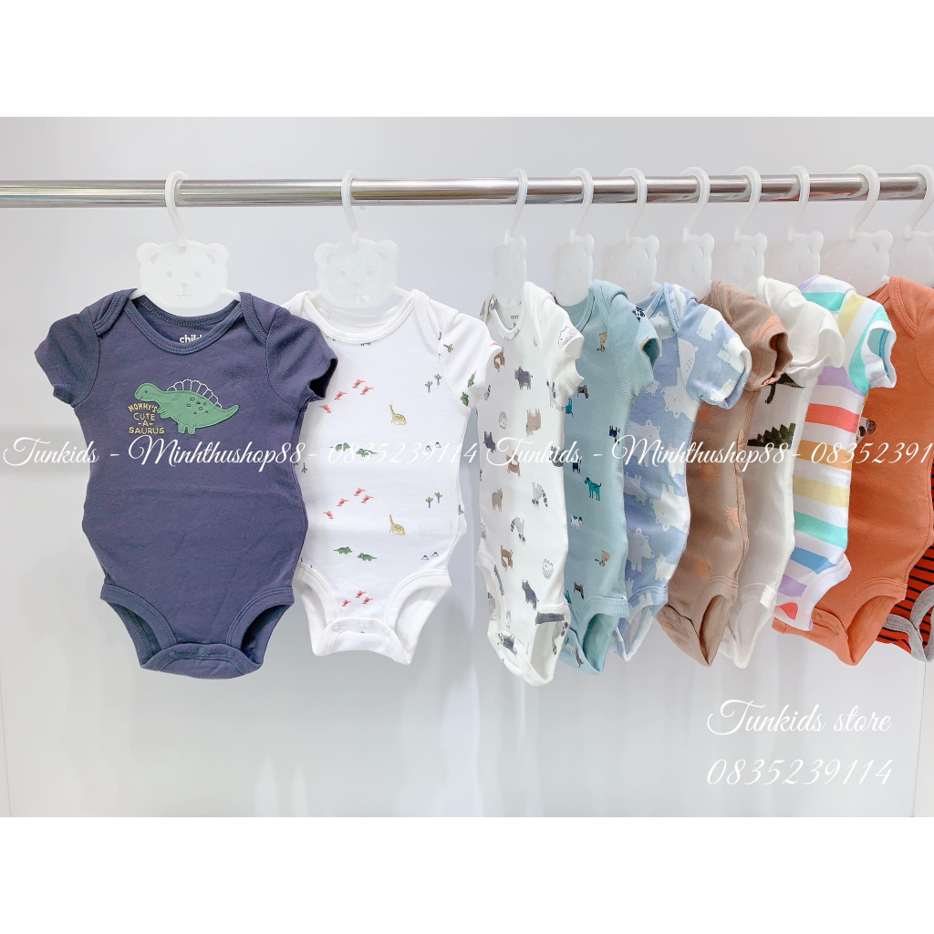 {Sz 3-6m} Bodysuit cotton Carterr body chip cộc tay xuất xịn bé trai