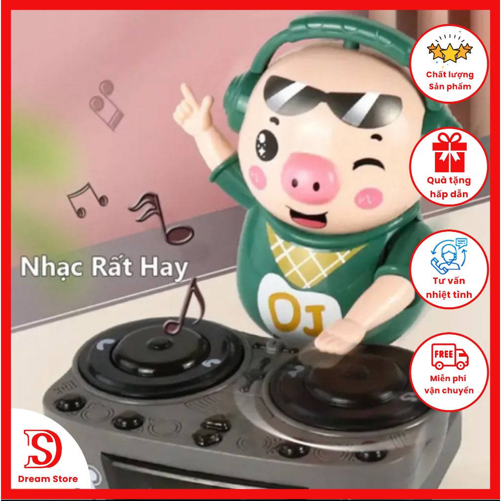 Heo Phát Nhạc - Chú Heo Chơi DJ Năng Động Siêu Dễ Thương Nhảy Theo Nhạc Và Đèn