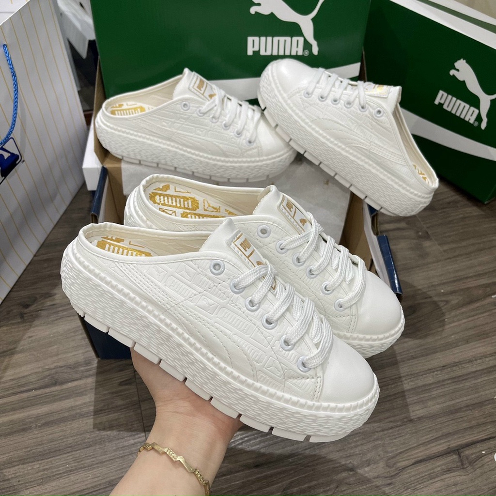 Giày Sục thể thao Puma Da sần tăng chiều cao thời trang bản đẹp hàng cao cấp