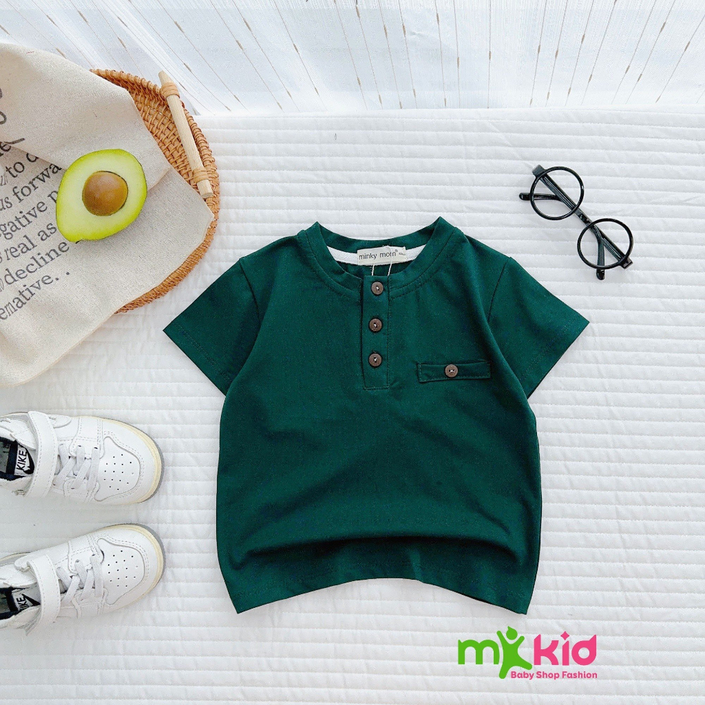 Áo Phông bé trai 6-25KG , Áo Thun Nút Trụ Phối Túi Cho Bé  Chất Cotton Hàng Chính Phẩm co giãn 4 chiều