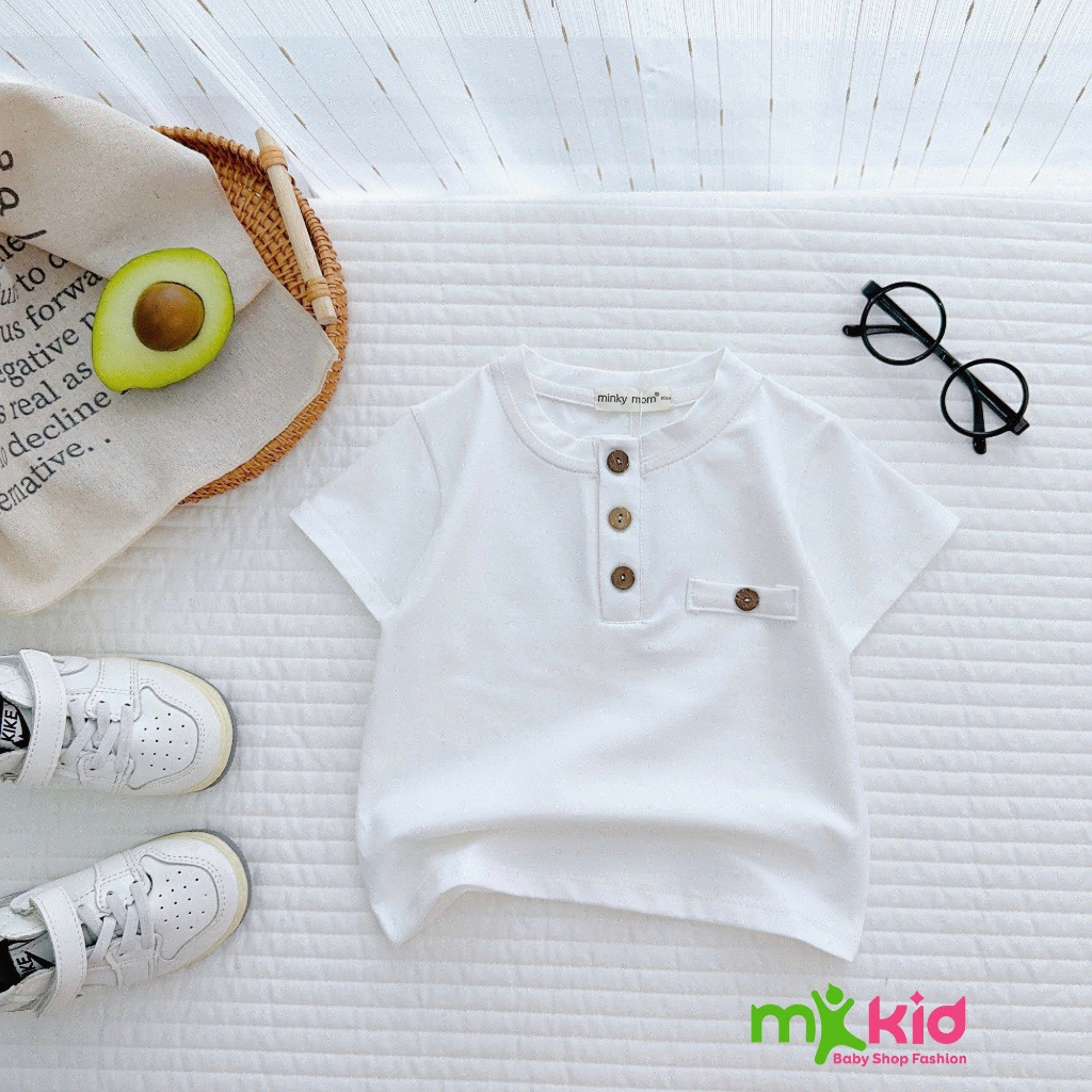 Áo Phông bé trai 6-25KG , Áo Thun Nút Trụ Phối Túi Cho Bé  Chất Cotton Hàng Chính Phẩm co giãn 4 chiều