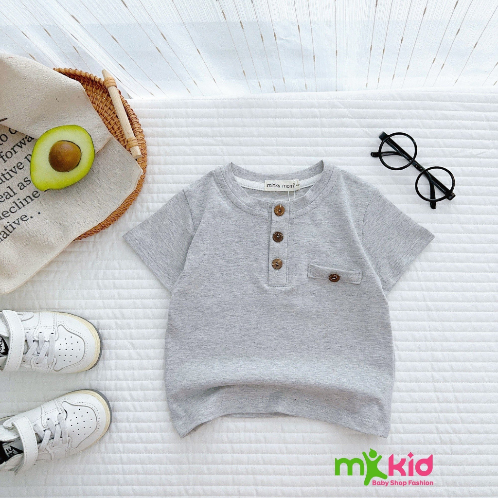 Áo Phông bé trai 6-25KG , Áo Thun Nút Trụ Phối Túi Cho Bé  Chất Cotton Hàng Chính Phẩm co giãn 4 chiều
