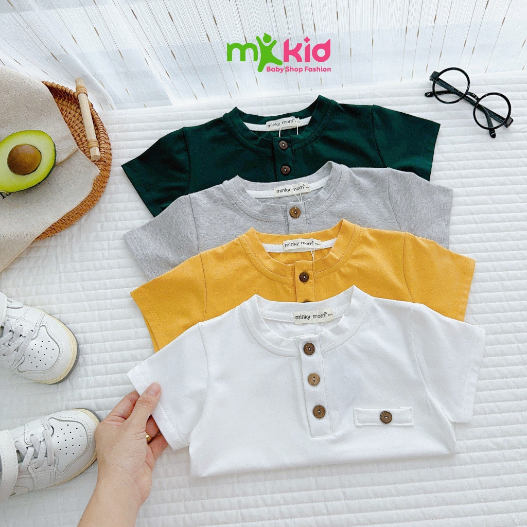 Áo Phông bé trai 6-25KG , Áo Thun Nút Trụ Phối Túi Cho Bé  Chất Cotton Hàng Chính Phẩm co giãn 4 chiều