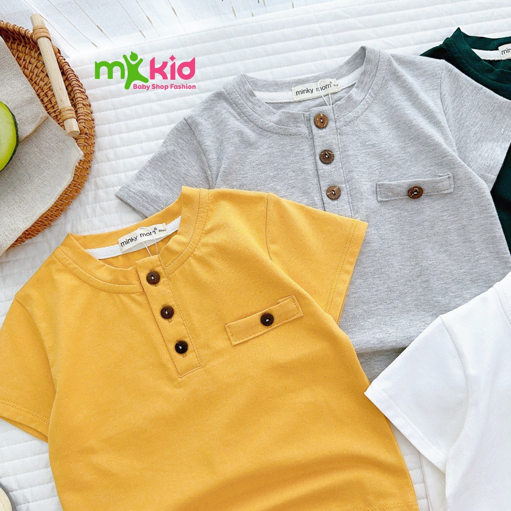Áo Phông bé trai 6-25KG , Áo Thun Nút Trụ Phối Túi Cho Bé  Chất Cotton Hàng Chính Phẩm co giãn 4 chiều