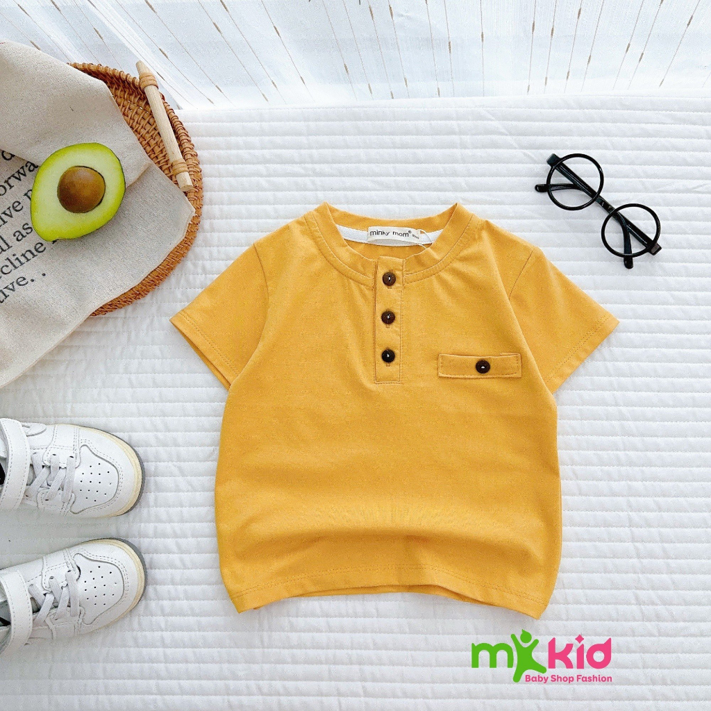 Áo Phông bé trai 6-25KG , Áo Thun Nút Trụ Phối Túi Cho Bé  Chất Cotton Hàng Chính Phẩm co giãn 4 chiều