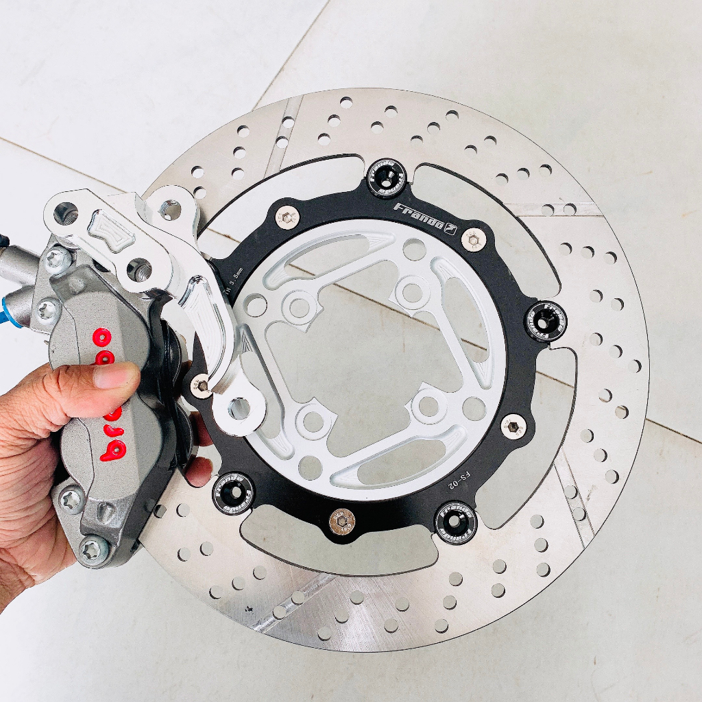 ⭐ FULL Combo đĩa trước xe SIRIUS Ex2010 ⭐ (Heo BEMbo logo đỏ + Pad cnc + Đĩa thắng Fando lòng ĐEN 267mm)