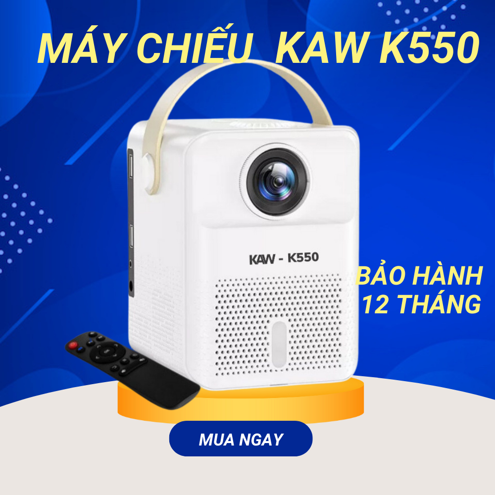 Máy chiếu phim mini KAW K550  - Hỗ trợ 4K, kết nối wifi, bluetooth, nhỏ gọn, Bảo hành 12 tháng