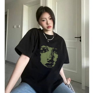 FOCUS local brand fashion đen áo phông hình nữ áo rộng thời ulzzang unisex áo thun tay ngắn 100%cotton