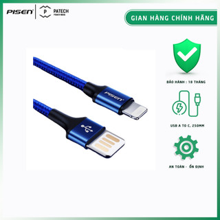 Cáp PISEN USB to L (Double Side) braided 250mm - (LS-AL07-250) - Hàng Chính Hãng