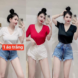 Áo thun giấy cổ tim cuộn - CC BIKINISHOP