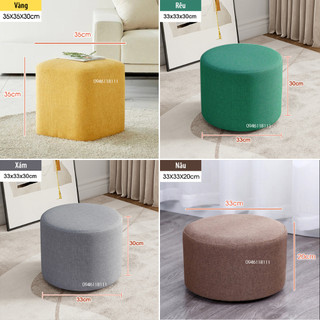 Ghế Đôn Sofa Ghế Bàn Trang Điểm MÀU XÁM 33x33x30CM - Bọc Mút Dày Dặn - HOÀN TIỀN 100%
