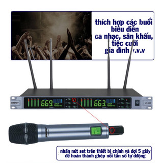 Micro Karaoke Không Dây Shure UR-32D (Hàng nhập khẩu xịn, 4 Anten bắt sóng mạnh, Mic chuyên Karaoke)