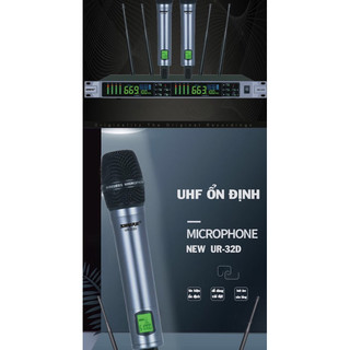 Micro Karaoke Không Dây Shure UR-32D (Hàng nhập khẩu xịn, 4 Anten bắt sóng mạnh, Mic chuyên Karaoke)