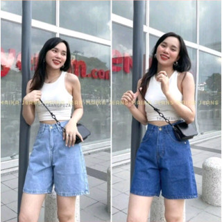 Quần Jeans Nữ Ngắn - Quần Jeans Ngố Nữ Chất Bò Trơn Lưng Cao Xinh Xắn size S,M,L