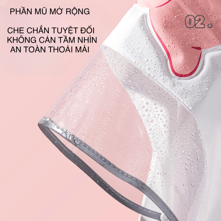 Áo mưa cho bé, áo mưa trẻ em cao cấp có mũ, thiết kế 3D, chất liệu EVA an toàn cho bé