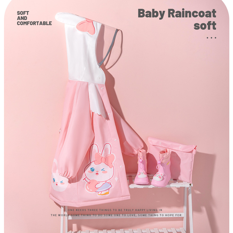 Áo mưa cho bé, áo mưa trẻ em cao cấp có mũ, thiết kế 3D, chất liệu EVA an toàn cho bé