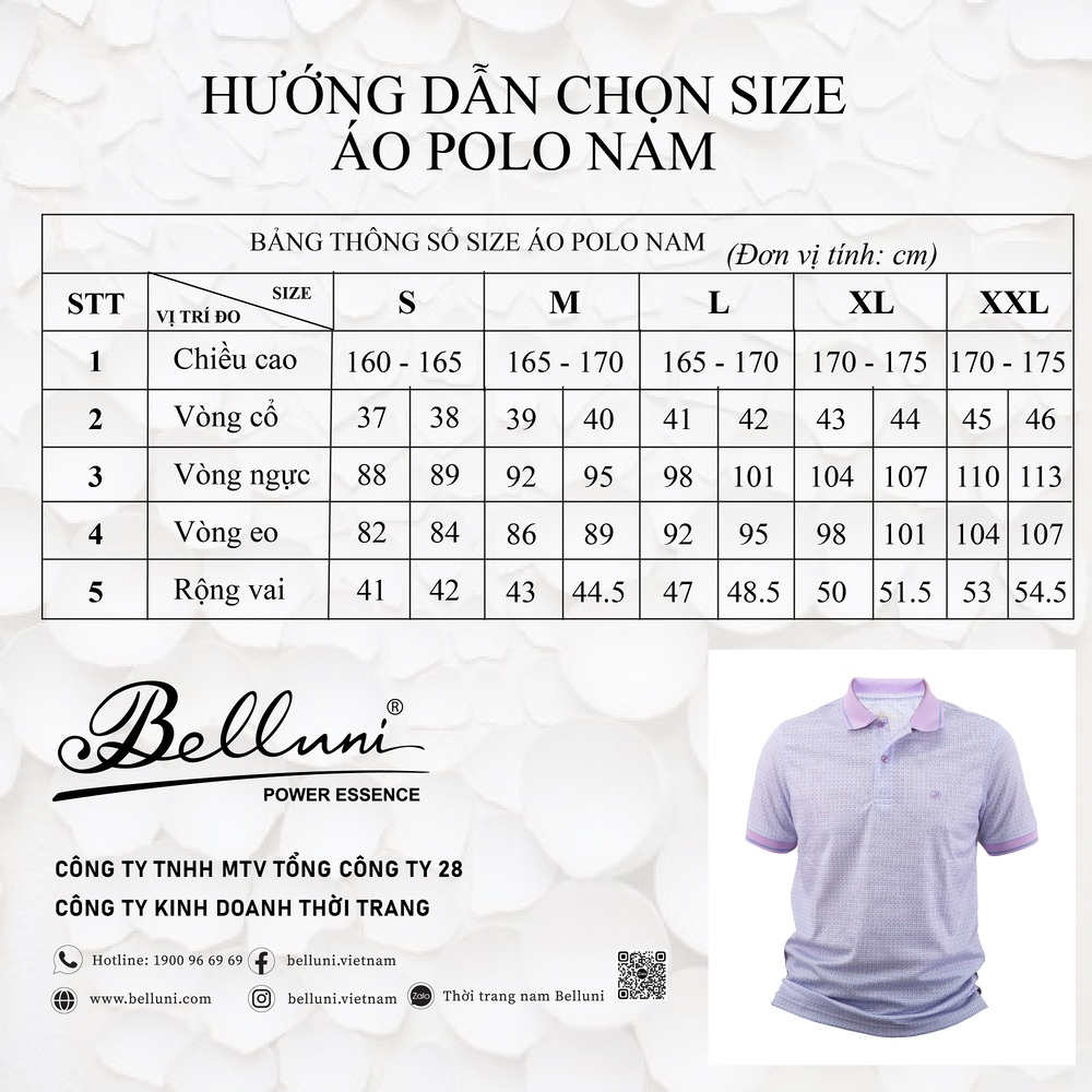 Áo Polo nam BELLUNI cao cấp thoáng khí chống tia UV - AT.PCM.BE.74.R