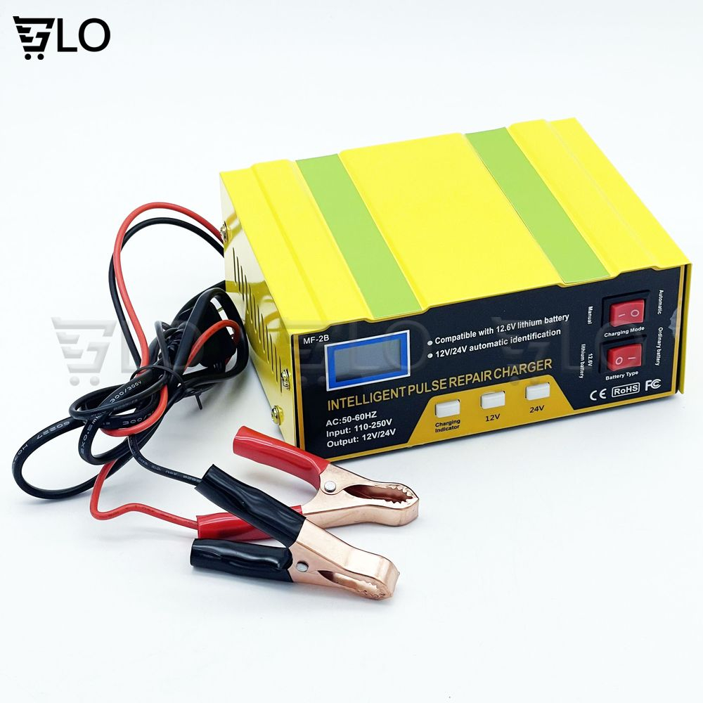 Sạc Bình Ắc Quy 12V-24V 180W Xe Máy Tự Ngắt, Bộ Nạp Kích Cả Bình Khô, Nước, Lithium Xe Máy, Xe Điện, Xe Hơi