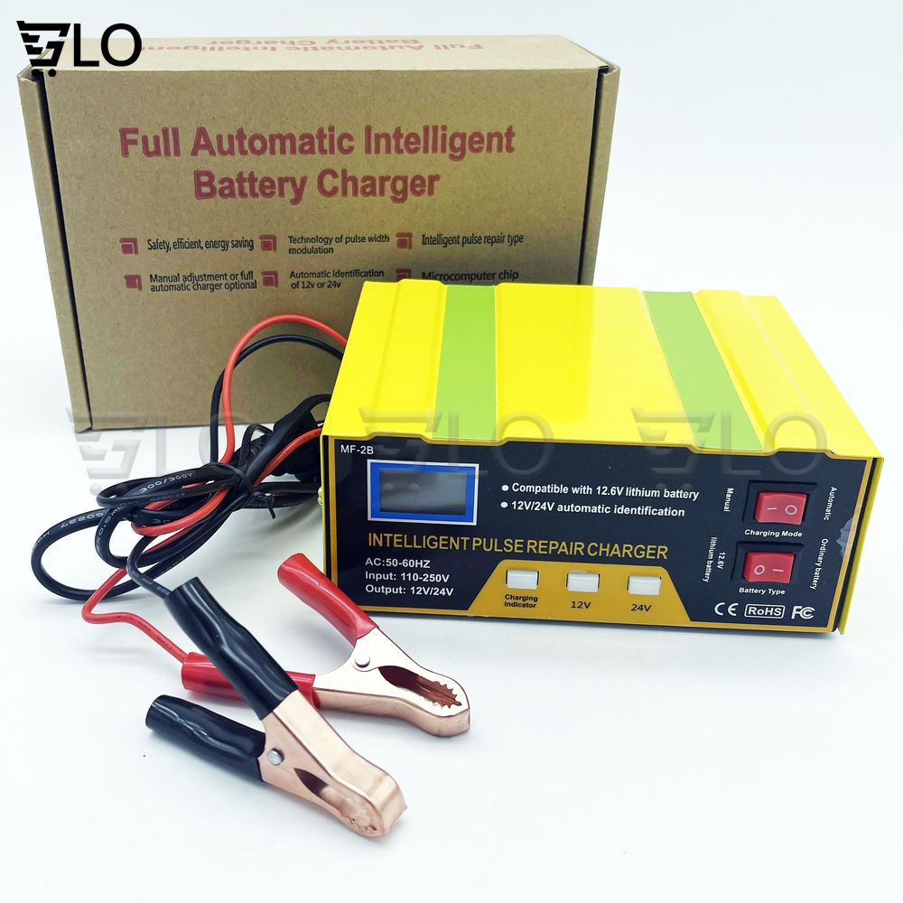 Sạc Bình Ắc Quy 12V-24V 180W Xe Máy Tự Ngắt, Bộ Nạp Kích Cả Bình Khô, Nước, Lithium Xe Máy, Xe Điện, Xe Hơi