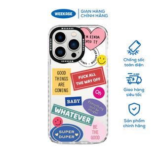 Ốp lưng iPhone viền trắng, đen chống sốc chống va đập Weekase in hình Whatever - Màu in cực bền