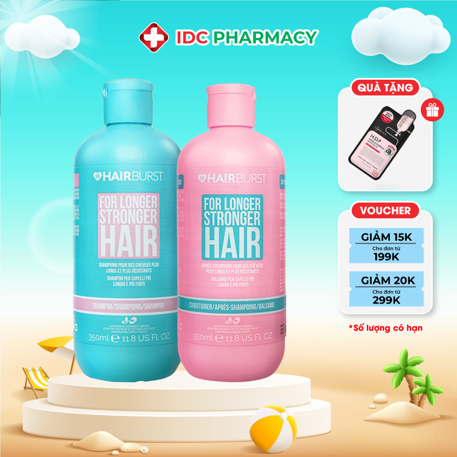 Set gội xả HAIRBURST kích thích tóc mọc dài hơn chắc khỏe hơn 350ml/chai