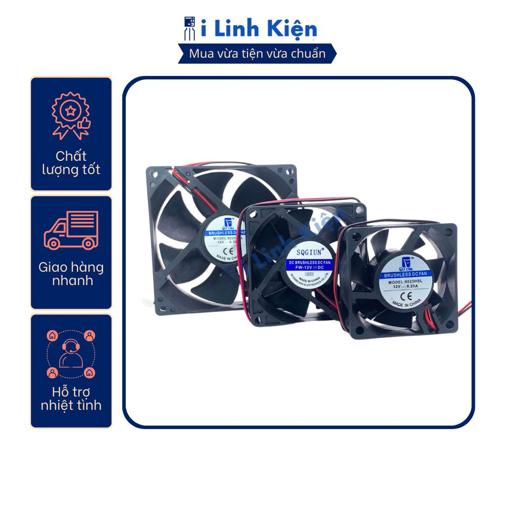 Quạt tản nhiệt 12V làm mát cho máy tính laptop kích thước 6x6x1.5cm