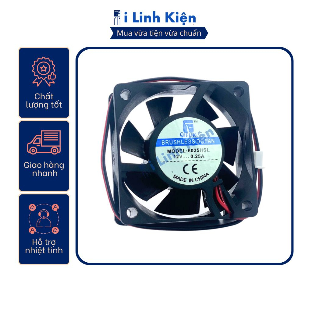 Quạt tản nhiệt 12V làm mát cho máy tính laptop kích thước 6x6x1.5cm