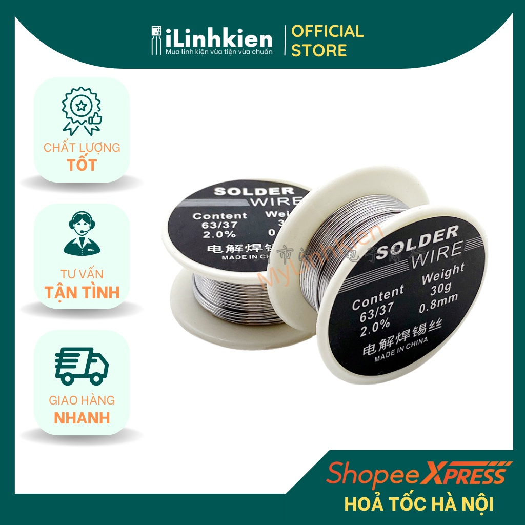 Thiếc hàn nhựa thông, thiếc hàn không chì sn63 cuộn 10g, 30g, 50g.