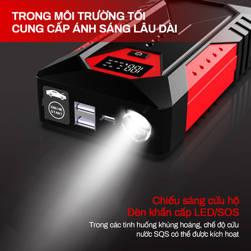 bộ kích bình xe hơi M43 dung lượng pin 18800mAh,Bộ kích điện khẩn cấp bình ắc quy 12V cho ô tô oto xe hơi