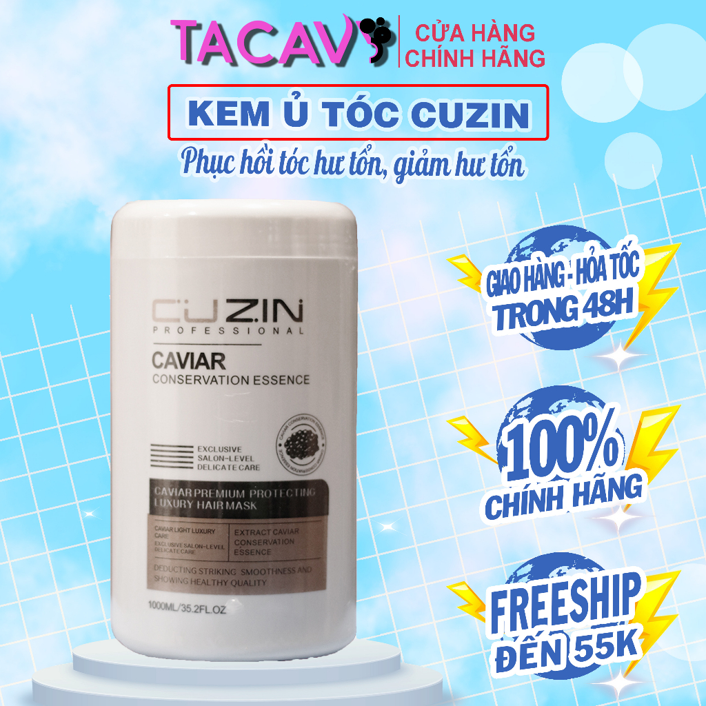 Kem ủ tóc hấp tóc Tảo Biển CUZIN 1000ML Dầu hấp Chăm sóc tóc siêu phục hồi tóc hư tổn CT82