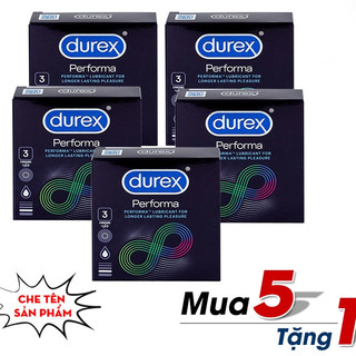[MUA 5 TẶNG 1] Bộ 5 Hộp Bao Cao Su Durex Performa Kéo Dài Thời Gian Tăng Khoái Cảm - Hộp 3 Bao