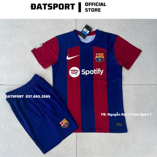 Bộ Quần Áo Bóng Đá CLB Barca Mùa 2023 Vải Thái Full Logo Thoáng Mát Chuẩn Thi Đấu