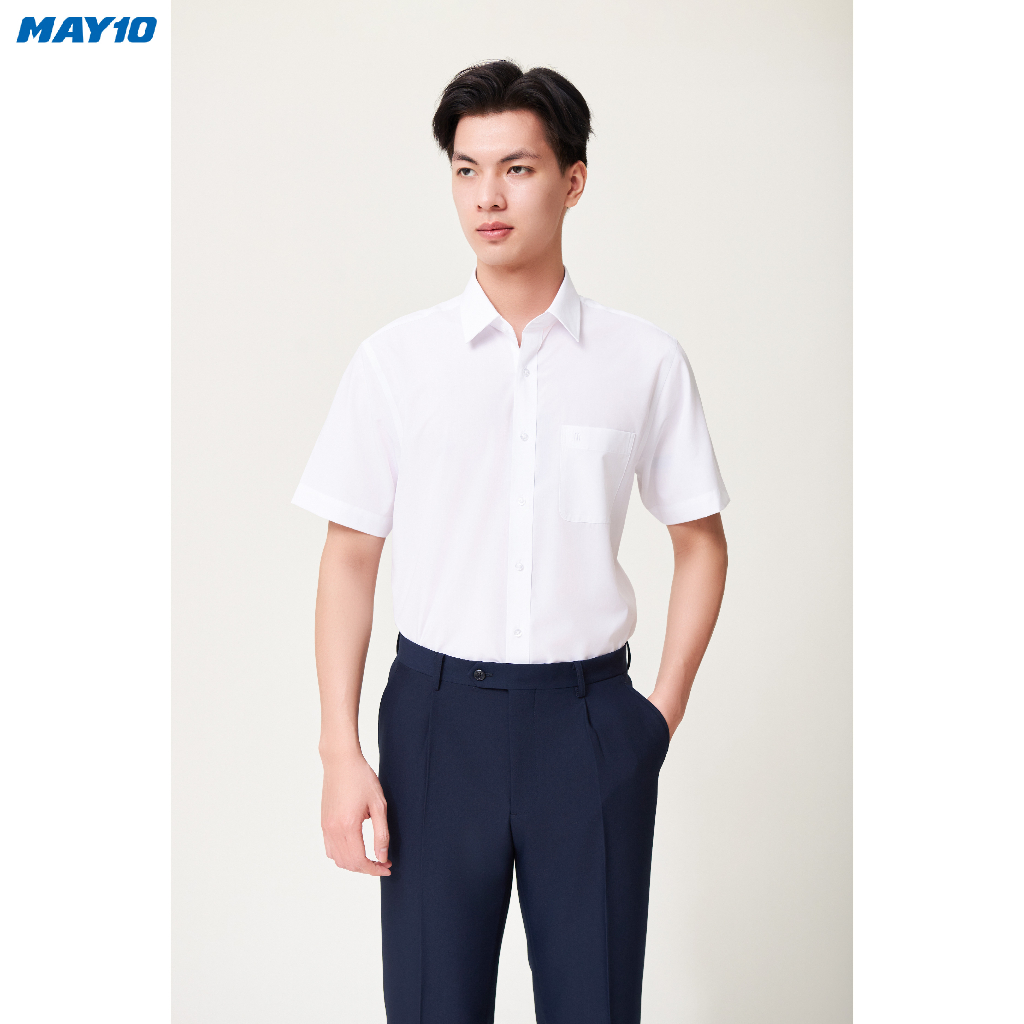 Áo sơ mi nam trắng cộc tay chất liệu bamboo MAY 10 mã 010121090W màu AR745