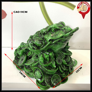 Tượng đá linh vật phong thủy tượng Cóc Thiềm Thừ 3 Chân - Màu Xanh Lục Bích - Chiều cao 11cm
