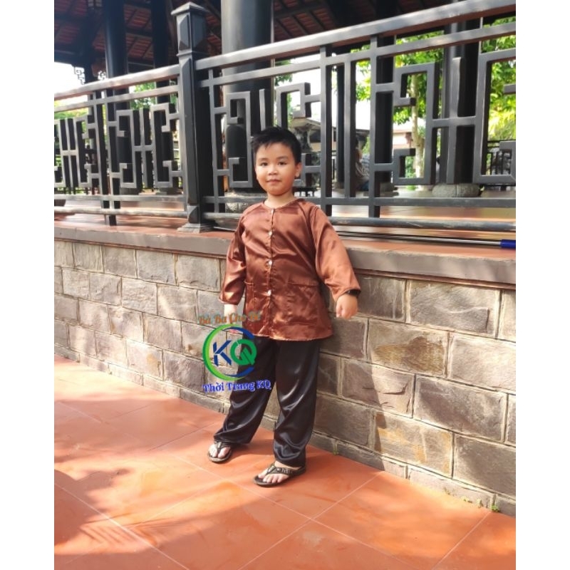 Bà ba cho bé (8-45kg) quần đen - vải phi lụa mềm mát