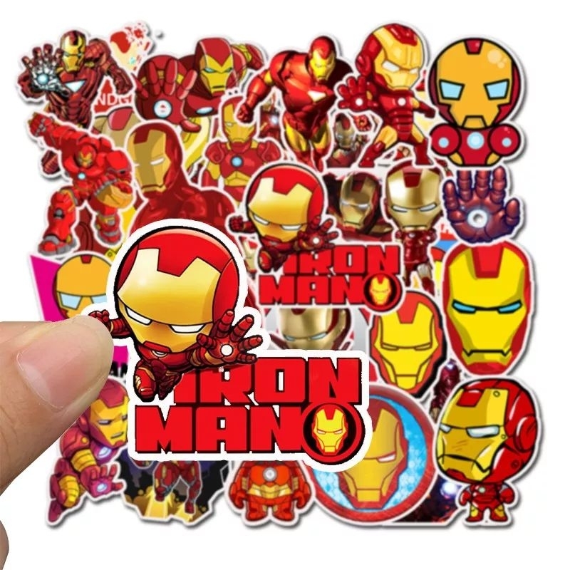 Set 35 miếng dán sticker siêu anh hùng Iron Man dán nón mũ bảo hiểm laptop vali sổ tay đàn guitar điện thoại xe máy