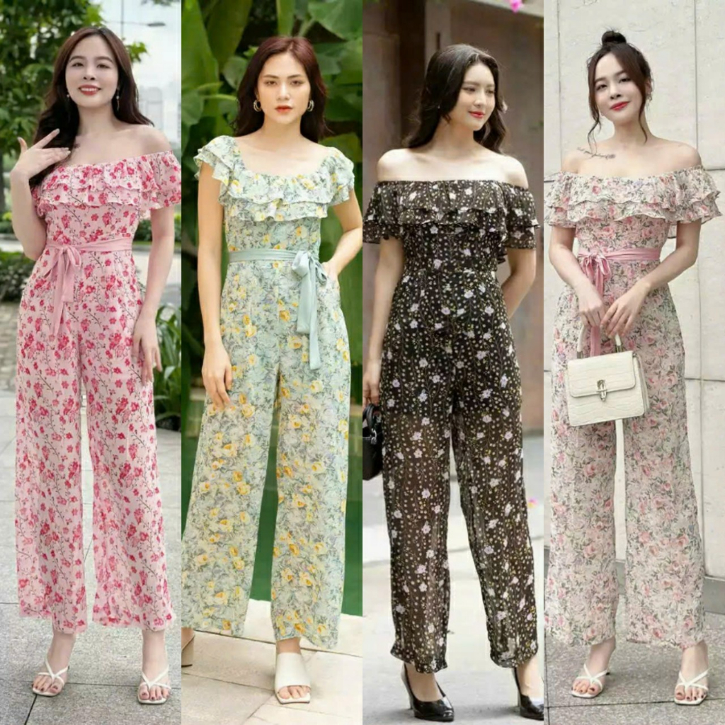 Jumpsuit ống rộng bèo ngực mặc 2 kiểu - YB230711