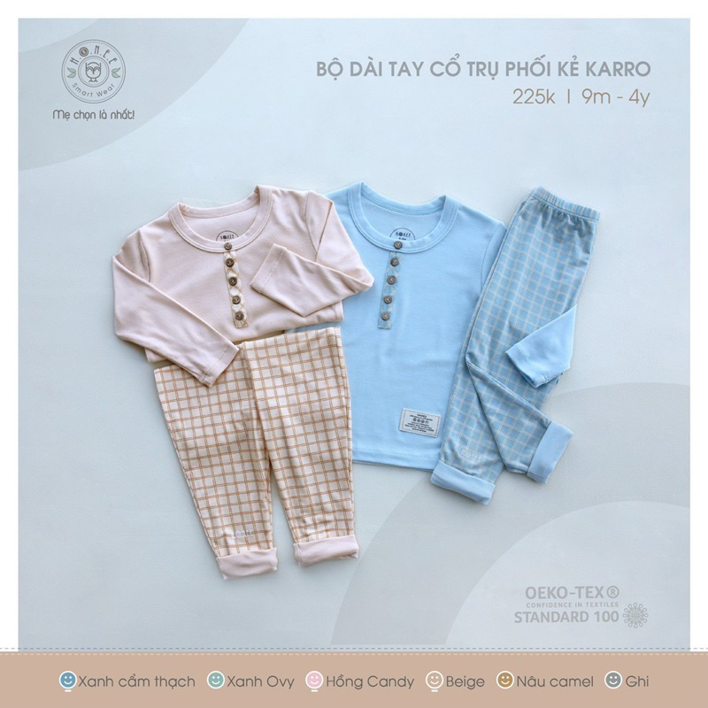 HRNEE Bộ dài tay Modal oganic mềm mại cho bé trai bé gái