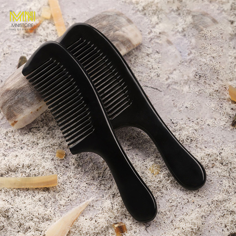 Lược sừng trâu ta đen - chuôi dài trơn kích thước 16-20cm dày 5-9mm dụng cụ chăm sóc tóc giúp trí não tỉnh táo