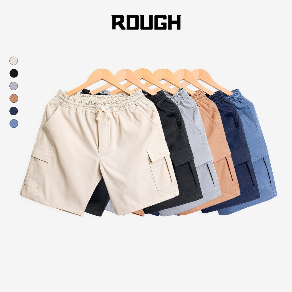 Quần Short Nam Túi Hộp Unisex ROUGH Chất Kaki Co Giãn, 5 Màu Trẻ Trung