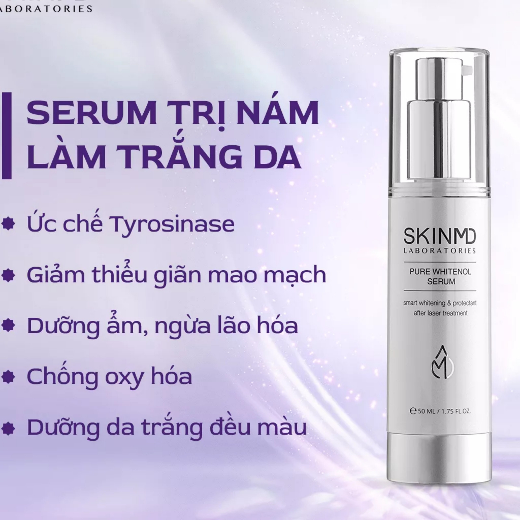 Serum mờ nám tàn nhang SkinMD Pure Whitenol Serum 50ml trắng đều màu da