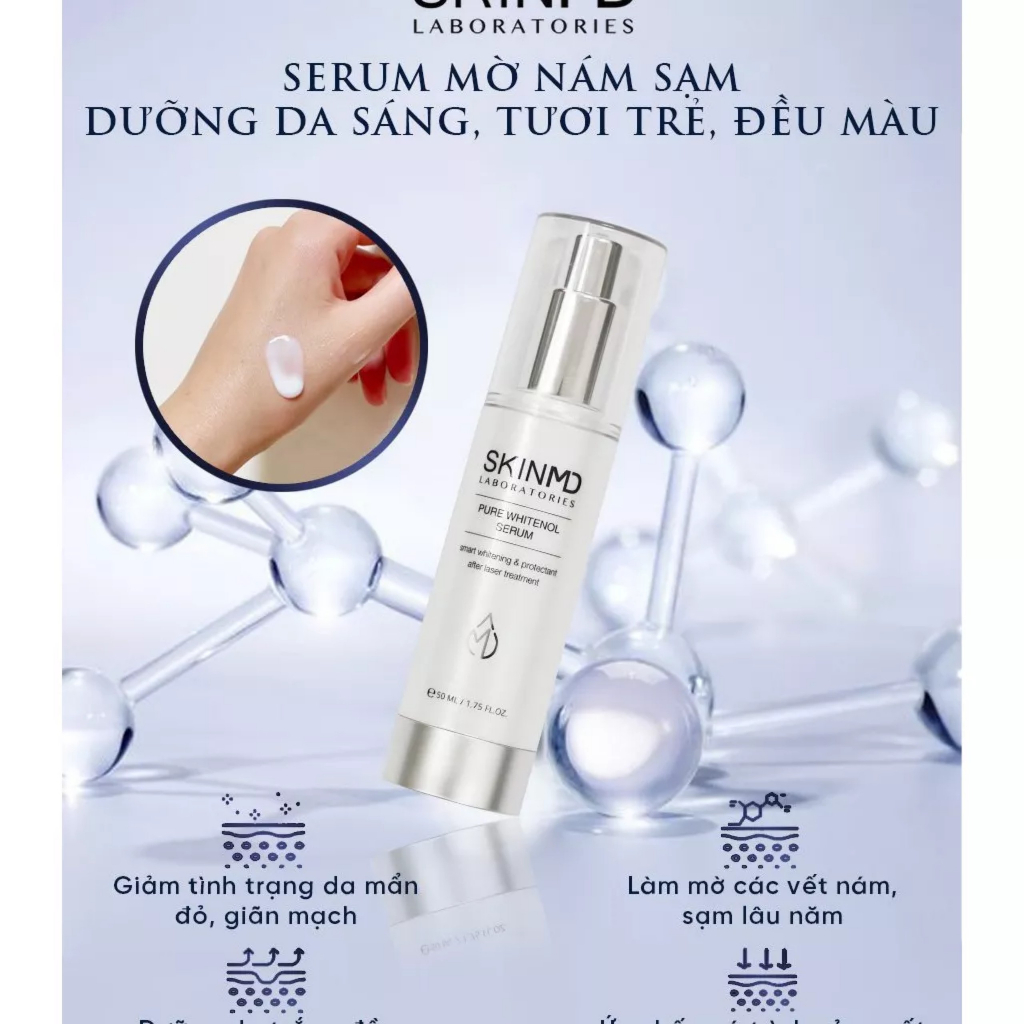 Serum mờ nám tàn nhang SkinMD Pure Whitenol Serum 50ml trắng đều màu da