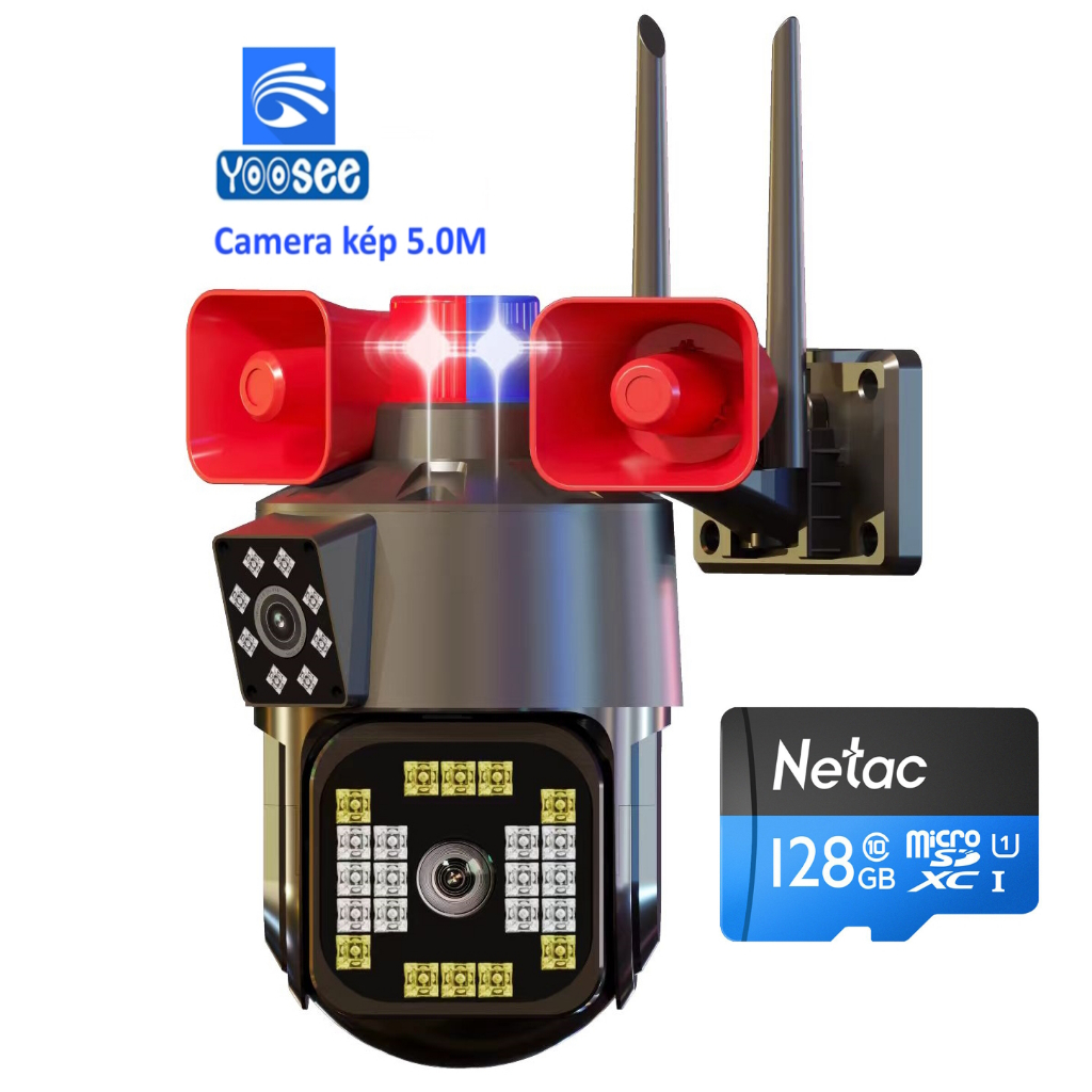 Camera ip wifi yoosee camera kép 2 camera 5.0MPX xoay 360 độ,xem đêm có màu, hỗ trợ đàm thoại 2 chiều