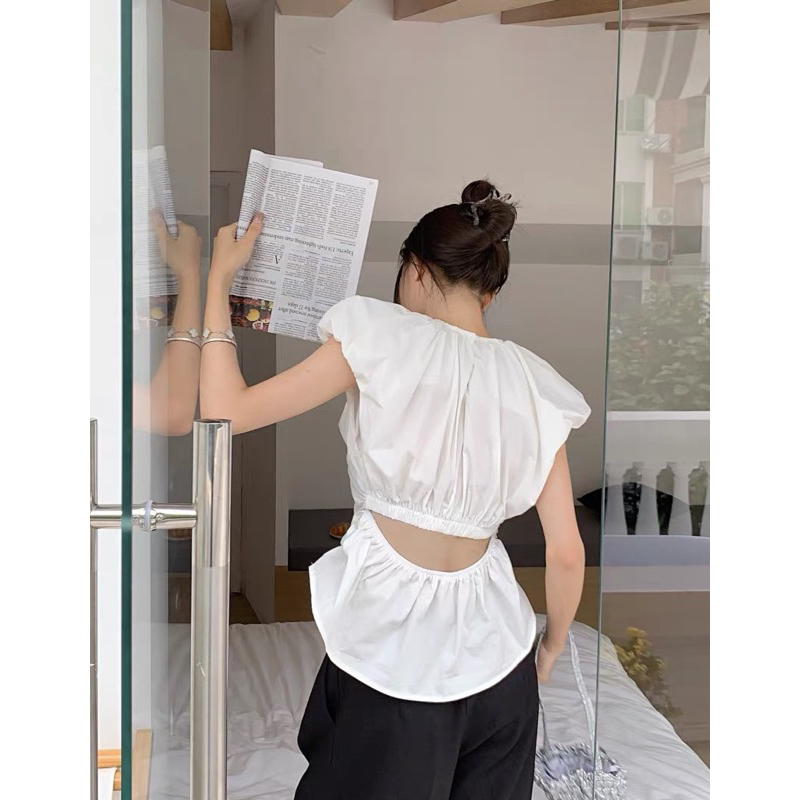 Áo tay bồng hở lưng (ảnh thật/ có sẵn)